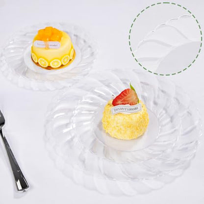 U-QE 100 Pieces Clear Plastic Plates - 9 Inch Clear Disposable Plates - Washable & Reusable - Premium Hard Plates - Party Supplies for Birthdays, Celebrations, Travel, Wedding, Party and Events - color: 9Inch-100pcs-Clear
