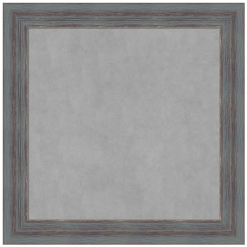 Amanti Art Blue Framed Magnetic Board 14x14 X-Small Vision Board for use with Magnets, 100% Metal Sheet to Display Items as Office Decor or for Home Organization in mudroom, Kitchen or Kids Room - color: Dixie Blue Grey Rustic, size: 14"W x 14"H