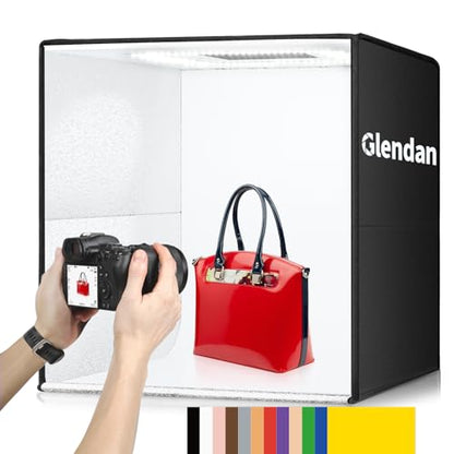 Glendan Light Box Photography: 20x20 inch Photo Studio Light Box with 240 LED Dimmable LED Lights - Folding Photo Box with 12 Color Backdrops for Jewelry Food Electronics Product Photography - size: 20*20 Inch