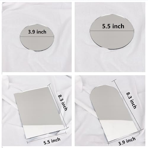 4PCS Geometric Mirror Photo Props Set, Acrylic Mirror Reflection Board Photography Background Props for Goods, Crafts, Lipstick, Jewelry, Cosmetics, Makeup Tools, Food - color: Clear