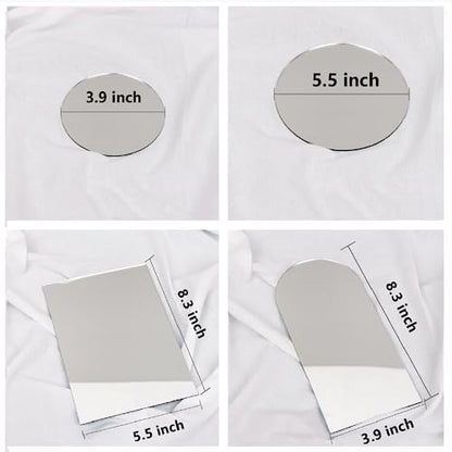 4PCS Geometric Mirror Photo Props Set, Acrylic Mirror Reflection Board Photography Background Props for Goods, Crafts, Lipstick, Jewelry, Cosmetics, Makeup Tools, Food - color: Clear