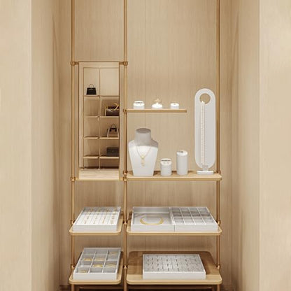 Oirlv Premium White Leather Stackable Jewelry Tray Ring Holder Organizer Showcase Ring Earring Display - color: White, size: Ring Tray