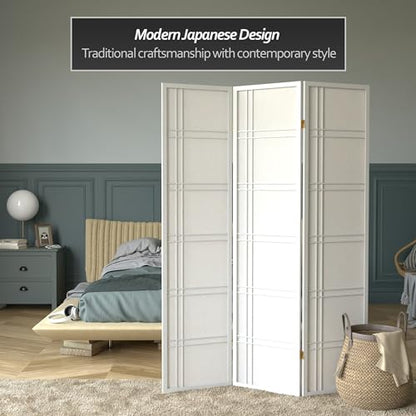 Red Lantern 6 ft. Tall Double Cross Shoji Screen - White - 3 Panels - color: White, size: 3 Panel