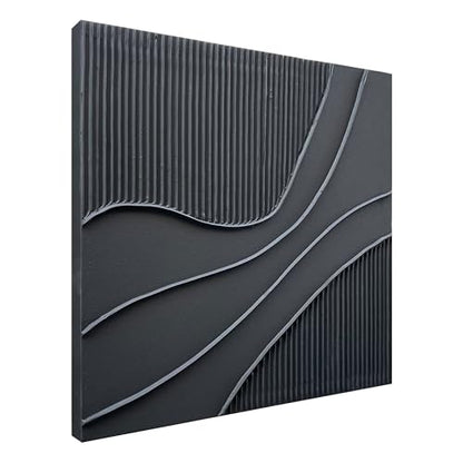 NANKAI Art Hand-Painted Black Texture Minimalist Oil Painting 24x24 inch Abstract Home Wall Art Deco Painting - color: Nkhb298