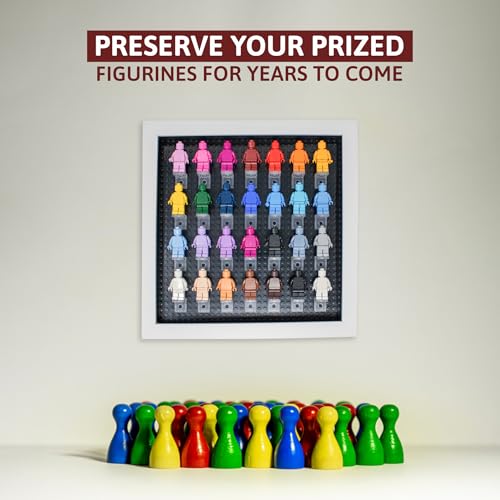 Figurine Display Case 10x10 White Shadow Box for Miniature Figures 10x10 White Wood Shadow Box with Black Base to Display Up to 28 Block Figures - color: White With Black Backing, size: 10x10