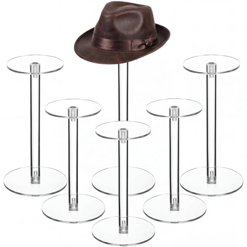 Soaoo 6 Pcs Round Acrylic Display Stands Small Clear Display Risers Plastic Clear Acrylic Pedestal Set for Hat Jewelry Watch Plant Cake (6 Size) - size: 6 Size