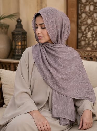 Lightweight Cotton Linen Feel Scarf Shawl Wrap Hijab for Women, Travel Fall Winter Gift - color: Mcspz2530-5#mocha