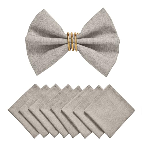 Cloth Napkin Set of 8 Square Washable Reusable Linen Fabric Polyester for Kitchen Dinner Dining Restaurants Wedding Party Banquet Table(Flaxen/17x17 Inch) - color: Flaxen