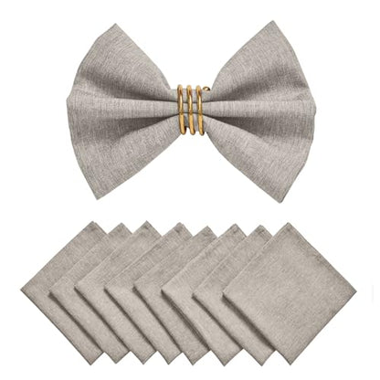 Cloth Napkin Set of 8 Square Washable Reusable Linen Fabric Polyester for Kitchen Dinner Dining Restaurants Wedding Party Banquet Table(Flaxen/17x17 Inch) - color: Flaxen