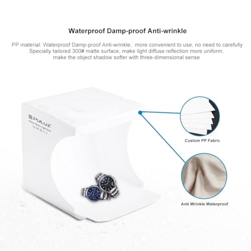 Mini Photo Studio Light Box, PULUZ Portable Folding Photography Lighting Tent Kit with 5500K LED Lights 6 Color Backdrops for Small Items Products Photography 21cm - color: 21cm/8in