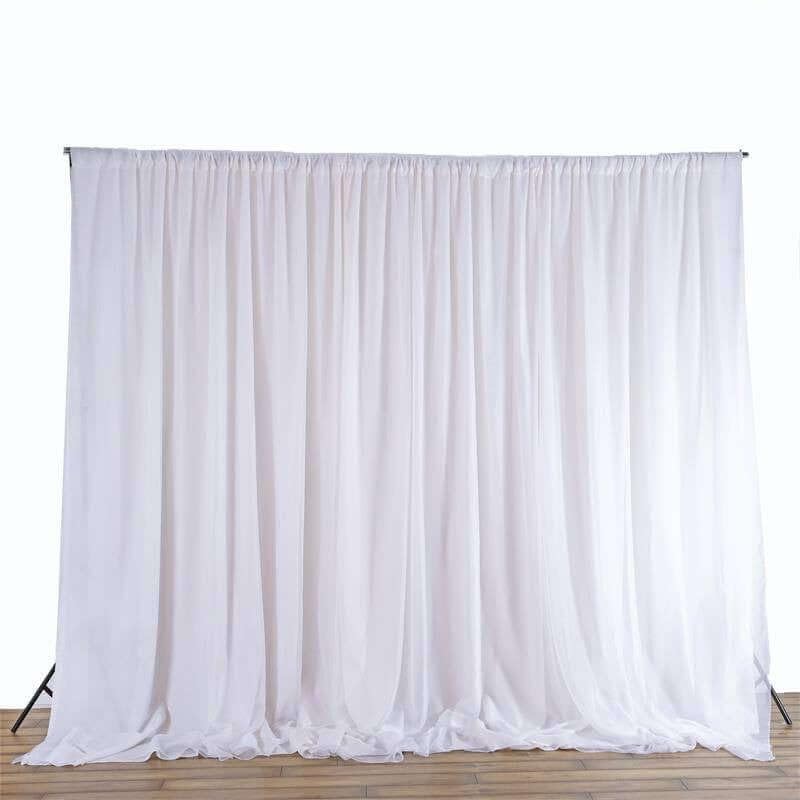 Efavormart 20ftx10ft White Dual Layered Chiffon Polyester Room Divider, Backdrop Curtain with Rod Pocket - color: White, size: 120"W x 240"L (Pack of 1)