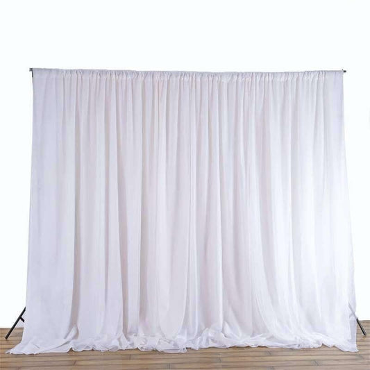 Efavormart 20ftx10ft White Dual Layered Chiffon Polyester Room Divider, Backdrop Curtain with Rod Pocket - color: White, size: 120"W x 240"L (Pack of 1)