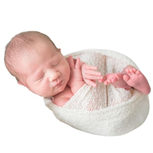 Zeroest Newborn Photo Prop Stretch Knit Wrap for Baby Photography Newborn Photoshoot Outfits Boys Girls Posing Blanket (White) - color: White