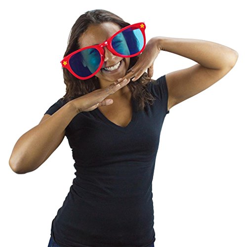 Pudgy Pedro's Jumbo Party Sunglasses | Novelty Shades Perfect for Birthdays, Theme Parties, Weddings | Giant Glasses - color: Red