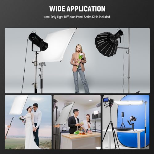 NEEWER Light Diffusion Panel Scrim Kit with Silver/White Reflector Film 30"x30" Foldable Frame with 5/8" Baby Pins Handle for C Stand 3 in 1 Diffuser for Studio Portrait Product Photography, SF7575F - size: 30"x30"