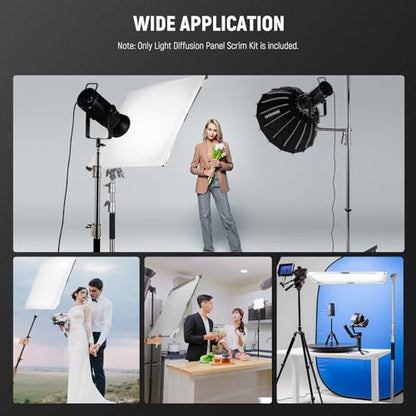 NEEWER Light Diffusion Panel Scrim Kit with Silver/White Reflector Film 30"x30" Foldable Frame with 5/8" Baby Pins Handle for C Stand 3 in 1 Diffuser for Studio Portrait Product Photography, SF7575F - size: 30"x30"