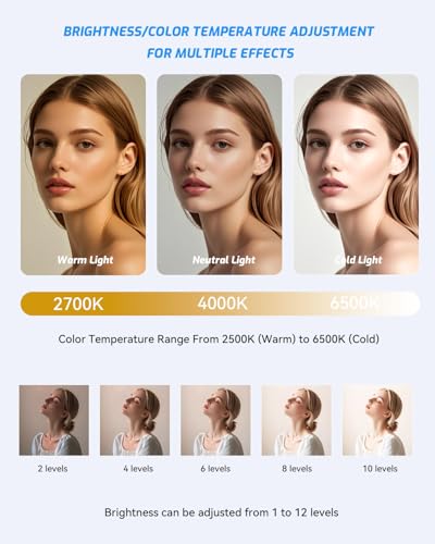 5000 mAh Portable Selfie Light for iPhone: Rechargeable Phone Fill Lights, Ring Light for Camera Picture, Makeup Photo, Video Conferences, Laptop Use, Zoom Meetings, TikTok, Vlog Photography - color: White
