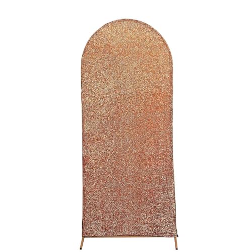 Efavormart 5ft Shiny Antique Gold Spandex Fit Round Top Backdrop Frame Stand Cover, 2-Sided Metallic Sparkly Wedding Arch Cover - color: Antique, size: 5 FT