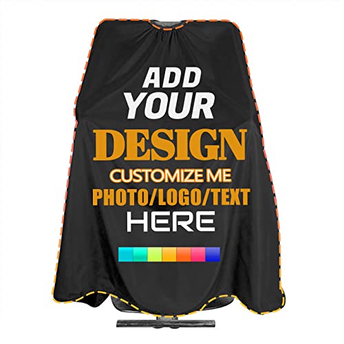Custom Barber Cape Personalized Photo Logo Text Hair Cutting Cape Salon Haircut Kit Hairdressing Apron for Barbershop - size: 55 x 66 inch