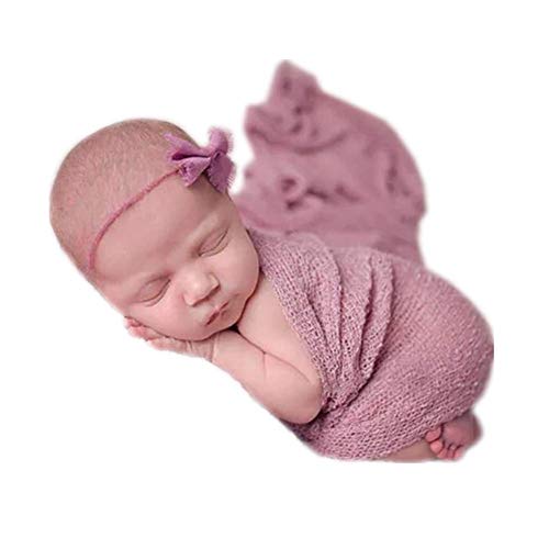 Coberllus Newborn Baby Photo Props Wrap Cloth Blanket Swaddle for Boys Girls Photography Shoot (Purple Pink) - color: Purple Pink
