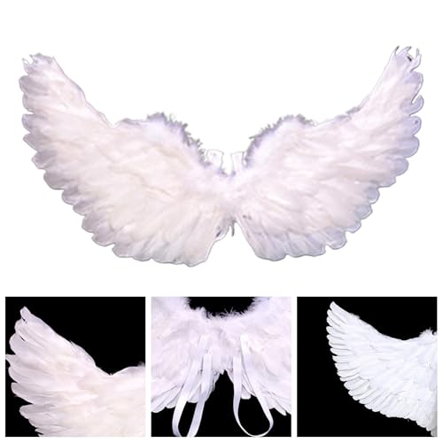 Fairy Wings Angel Feather Wings with Elastic Straps Costume Cosplay Photography Props Halloween Supplies - color: Green, size: 23.62"X7.87"