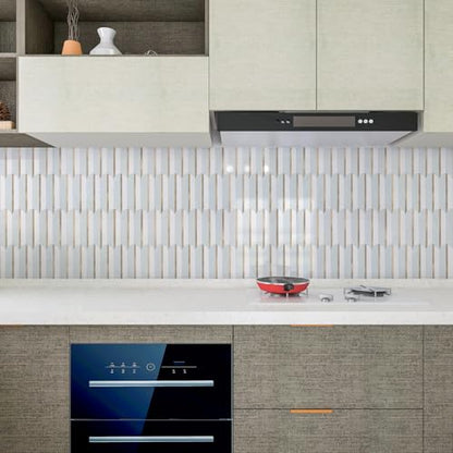 OYAISIMI 10 Sheets Seamless Peel and Stick Backsplash Tile for Kitchen,Polished White and Dolomite PVC Mixed Light Gold Self Adhesive Fish Scale Metal Mosaic Tiles - color: Glossy Dolomite+Glossy White+Light Gold