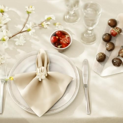 Tablecloths 60x102 Inches Textured Fabric,Natural Water Resistant Spill Proof Table Cloth Washable Small Card Folding Table Covers for Dining, Wedding and Parties，Beige - color: Beige, size: 60" x 102" (Rectangular)