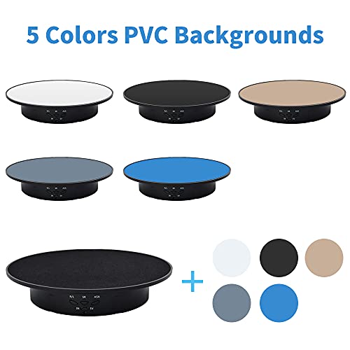JAYEGT Motorized Rotating Display Stand, 7.87inch /17.6lbs Load, 360 Degree Electric Rotating Turntable for Photography Products, Jewelry, 3D Model ,with 5 Colors Backgrounds- Black - color: Black