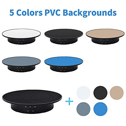 JAYEGT Motorized Rotating Display Stand, 7.87inch /17.6lbs Load, 360 Degree Electric Rotating Turntable for Photography Products, Jewelry, 3D Model ,with 5 Colors Backgrounds- Black - color: Black
