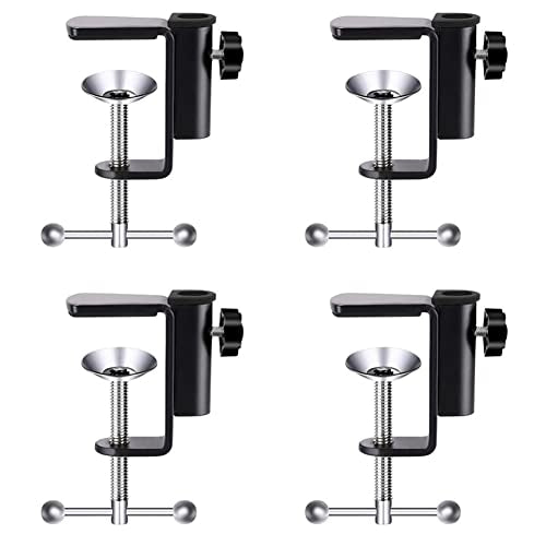 Desk Table Mount Clamps, 4 Pack Universal Desk C-Clamp with 1/2" Thread Hole for Swing Arm Magnifying Desk Lamp Microphone Camera (B) - size: B