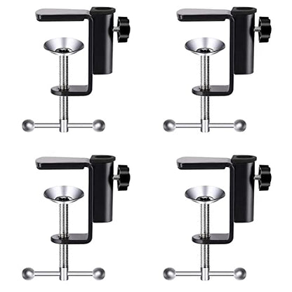 Desk Table Mount Clamps, 4 Pack Universal Desk C-Clamp with 1/2" Thread Hole for Swing Arm Magnifying Desk Lamp Microphone Camera (B) - size: B