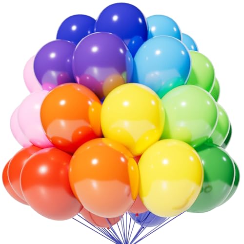 120 Balloons Rainbow Set 12 Inches, Assorted Color Latex Balloons Made With Strong Multicolored Latex for Birthday Baby Shower Wedding Party Supplies Arch Garland Decoration - color: B24-120multi, size: 12inch (Normal)