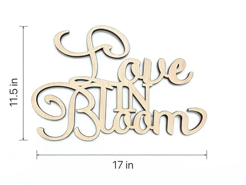 Love in Bloom Bridal Shower Sign - Rustic Laser-Cut Wooden Backdrop Decor for Wedding, Engagement, Bridal Luncheon, Anniversary Photo Booth Props