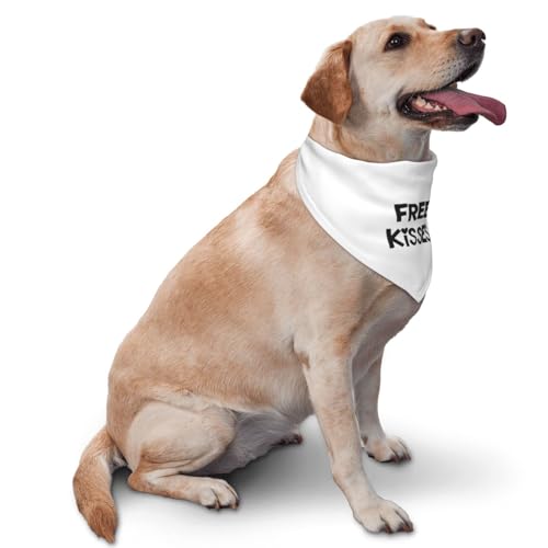 Free Kisses Dog Bandana,Valentine's Day Dog Bandana,Adjustable Size, Cute Photo Prop Pet Scarf Accessories for Pet Lovers Gifts (White) - color: White