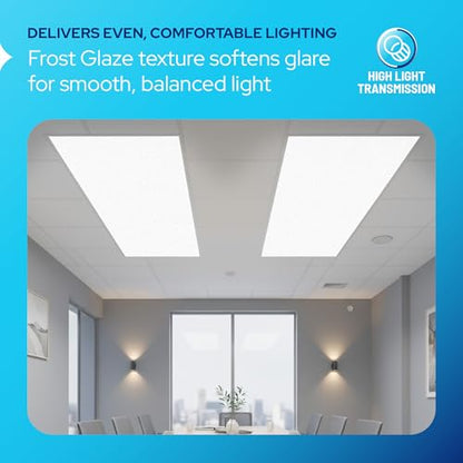 KASTLITE Frost Glaze Acrylic Lighting Panels | 22" x 46" x .080" Textured Frosted Plexiglass Diffuser Sheets | Flat Fluorescent Light Covers for Ceiling Lights & Overhead Fixtures | Rectangle, 4-Pack - size: 22" x 46"