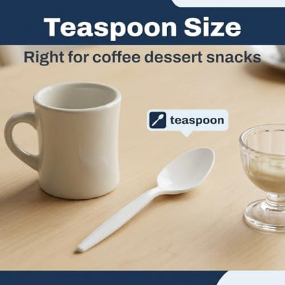 1000 Count Medium Weight White Plastic Teaspoons Bulk Plastic Silverware For Parties, Weddings, Catering, Take out Single-Use Tea Spoon - size: 1 Case Teaspoons (1000)