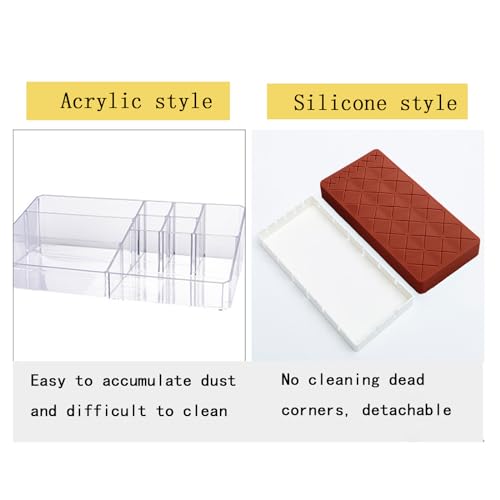 Silicone Lipstick Organizer 18+6 Slots, Lipstick Holder Stand Square Nail Polish Rack for Brush Lip Eye Stick Nail Polish Brushes Eyebrow, Wine Red - color: Wine Red