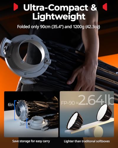 SmallRig FP-90 35.4" Parabolic Softbox with Bowens Mount for Studio Photography, Quick Release Soft Box with Honeycomb Grid, Diffusers, for SMALLRIG RC 220 pro, for Neewer for Godox for Aputure - 5395 - size: 35.4 inches (Black)