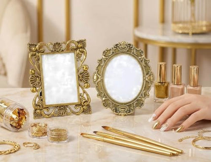 2 Pcs Nail Art Palette Nail Mixing Palette Polish Color Mixing Plate Golden Edge Nail Holder Display Board Cosmetic Mixing Tools (Gold) - color: Glod/Two Pieces