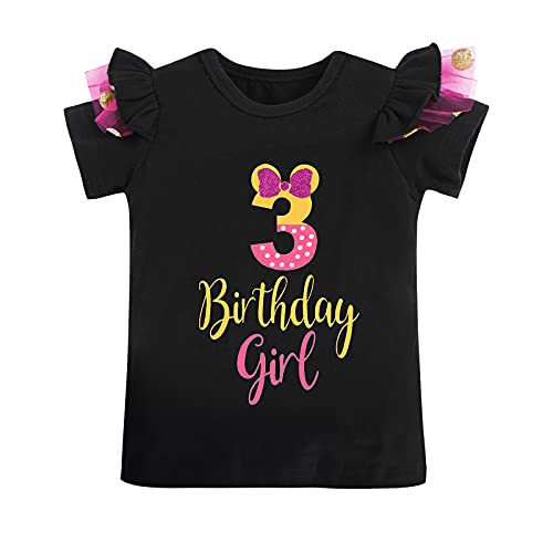IBTOM CASTLE Cake Smash Half 1st 2nd 3rd Birthday Girl Princess Polka Dots Ruffle Skirt Set ONE Party Costume Headband - color: Rose+black-3rd, size: 3T