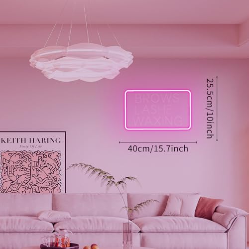 Neon Sign for Wall Decor Light Up Letters Business Led Sign Birthday Party Gifts Led Decorative Night Signs Girls Dressing Room Decor Photo Prop for Beauty Nair Salons (Brows Lashes Waxing) - color: brows