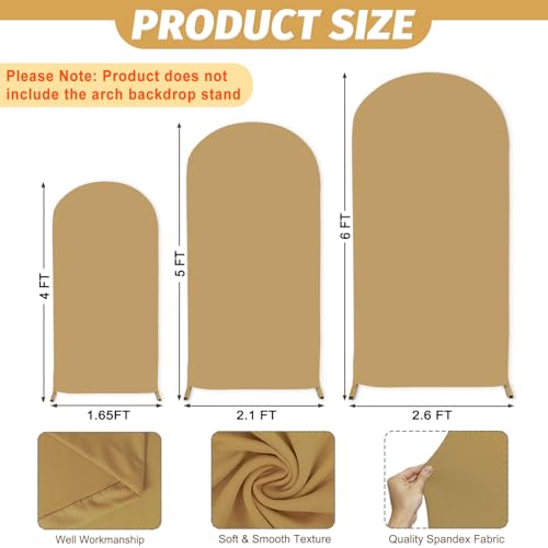 MODFUNS Brown Arch Cover 4&5&6ft Spandex Wedding Arch Covers Set of 3 Khaki Arch Backdrop Stand Covers Double Sided Arch Frame Cover for Wedding Baby Shower Banquet Reception Decoration - color: Khaki, size: 4 FT & 5 FT & 6 FT