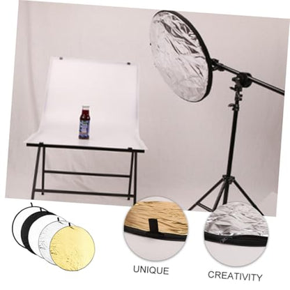 Foldable 5-in-1 60cm Photography Reflective Board and Light Diffuser for Camera Lighting, Portable Photo Reflector for Cosmetics and Jewelry, Outdoor Studio Accessory with Carrying
