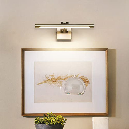 Joosenhouse LED Picture Lights for Paintings Bronze Finish 16.53" Long Swing Arm Display Wall Art Light 7W Gallery Hallway Lighting Over Pictures,Hardwired Connection 3000K - color: Antique Bronze, size: Non-Dimmable 16.53" Long