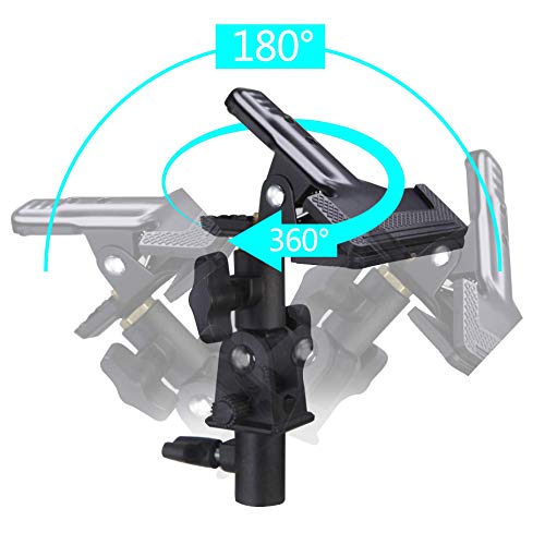WELLAMKING 2PCS Photo Studio Reflector Holder 180 Rotation Heavy Duty Tripod Metal Clamp Holder with 1/4" & 3/8" Screw Adapter for Photo Studio Screen Backdrop Umbrella Light Stand - style: Metal Clamp Holder