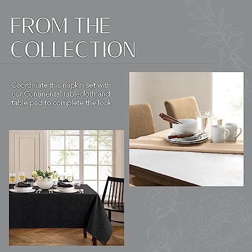 Elrene Home Fashions Continental Solid Textured Water- and Stain-Resistant Napkins, Set of 4, Black - color: Black, size: 17" x 17" (Set of 4)
