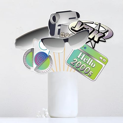 2000s Photo Booth Props, Funny Birthday Photoshoot Party Photography Props 00s Y2K Boy Girl Centerpiece Sticks Graduation Decorations 20 PCS