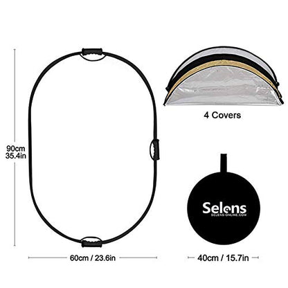 Selens 5-in-1 Oval Reflector with Handle for Photography Photo Studio Lighting & Outdoor Lighting (24 x 36 Inch) - size: 24 x 36 Inch Oval Reflector