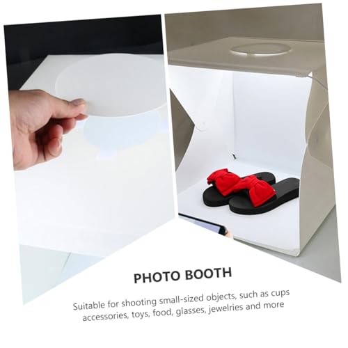 Happyyami Portable 30cm Photo Light Box with LED Strip, Foldable Photography Light Tent Kit with Black and White Backdrops for Product Photography and Small Business Use