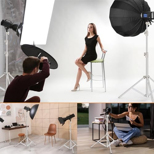 Anautin 9.2 FT Stainless Steel Light Stand Photography, 2 Pack Heavy Duty Photography Tripod Stand with 1/4” to 3/8” Screw Adapter for Strobe,LED Video Light,Ring Light, Monolight, Softbox